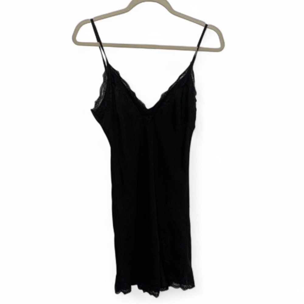Out from Under Urban Outfitters Black Lace Trim Mini Slip Dress